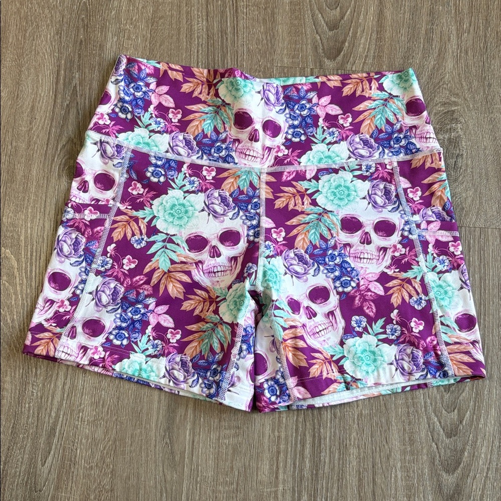 Constantly Varied Gear (CVG) Floral Skull Shorts - Purple and Blue